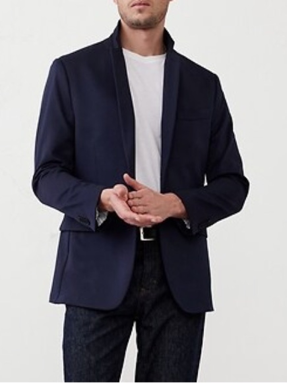 BANANA REPUBLIC Mens Tailored Slim Fit Olimpias Navy Blue Suit Jacket Blazer